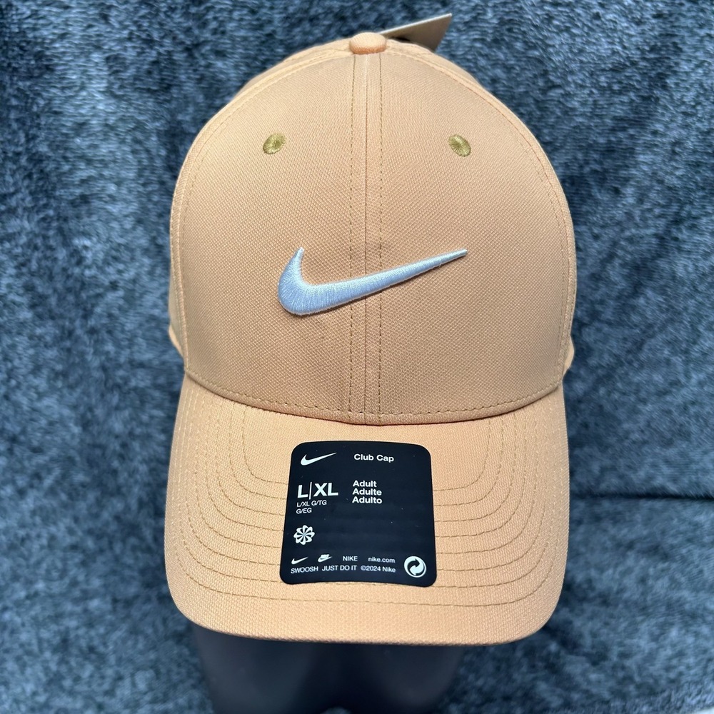 Nike Mens Size L/XL Papaya Orange Dri Fit Club Structured Swoosh Cap Hat